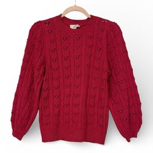 LOFT | Puff Sleeve Heart Sweater | NWT